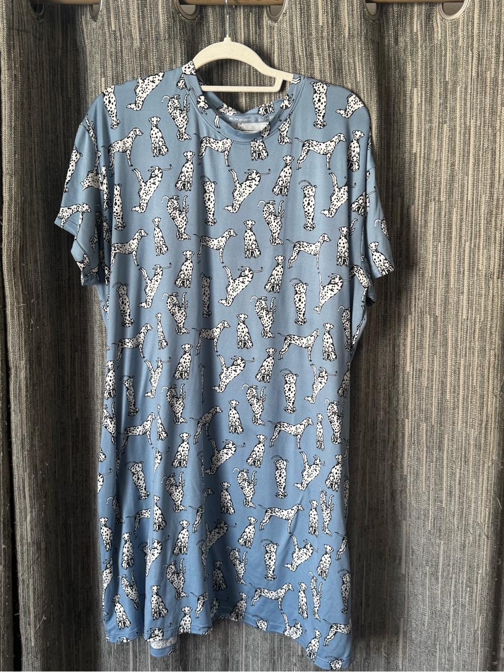 Joyspun Blue Dalmatian Print Short-Sleeve Womens Sleep Shirt